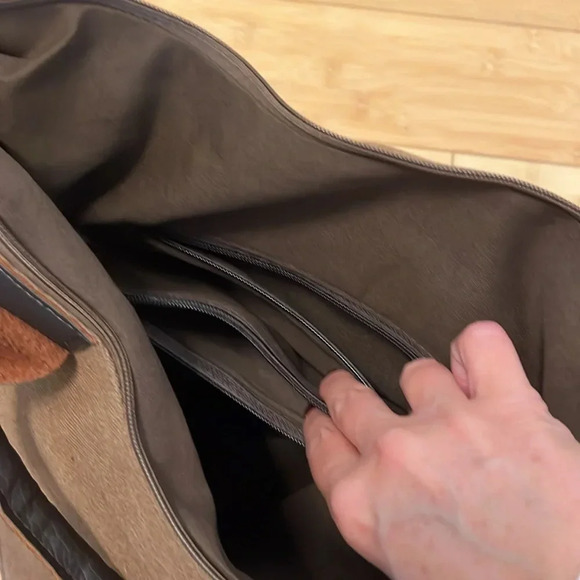 Threaded pear canvas tote hand bag brown - Picture 6 of 7